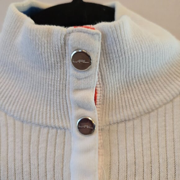 LAUREN RALPH LAUREN ACTIVE RIBBED SWEATER SNAP FRONT MEDIUM 100% COTTON CLASSIC - Picture 5 of 12